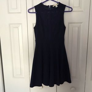 Miami Nagy blue high neck lace dress